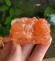 Yang Yujia Yunnan Natural Huanglong jade Ice Seed Filled Red Fine Sculpted Bully with Hand Play Pendant Certificate