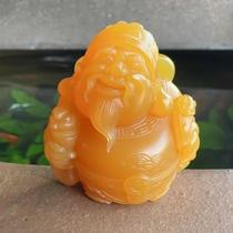 Yang Yujia Myanmar Natural Yellow Dragon Jade Emperor Huang Manse Master Carved God of Wealth Hand Play Pendant Certificate Boutique