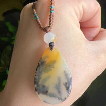 Yang Yujia Yunnan natural yellow dragon jade water plant flower safe and sound brand slightly defective water drop pendant pendant certificate new