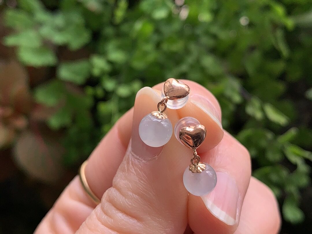 Yang Yujia Myanmar natural A goods jadeite ice seed beads 18K rose gold ear needle certificate flower chant gift box