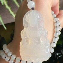 Yang Yujia Yunnan natural yellow dragon jade small black mountain old material high ice species finely carved Tara Guanyin pendant certificate new product