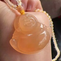 Yang Yujia Yunnan natural yellow dragon jade rouge powder ice seed big belly Maitreya Buddha pendant pendant certificate new product