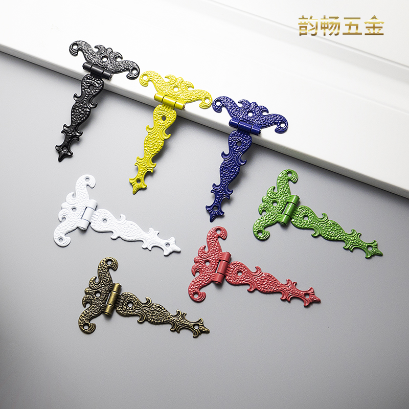 Retro alloy flower-shaped vertical hinge home decoration hardware hinge European box link buckle lotus leaf buckle printing hinge