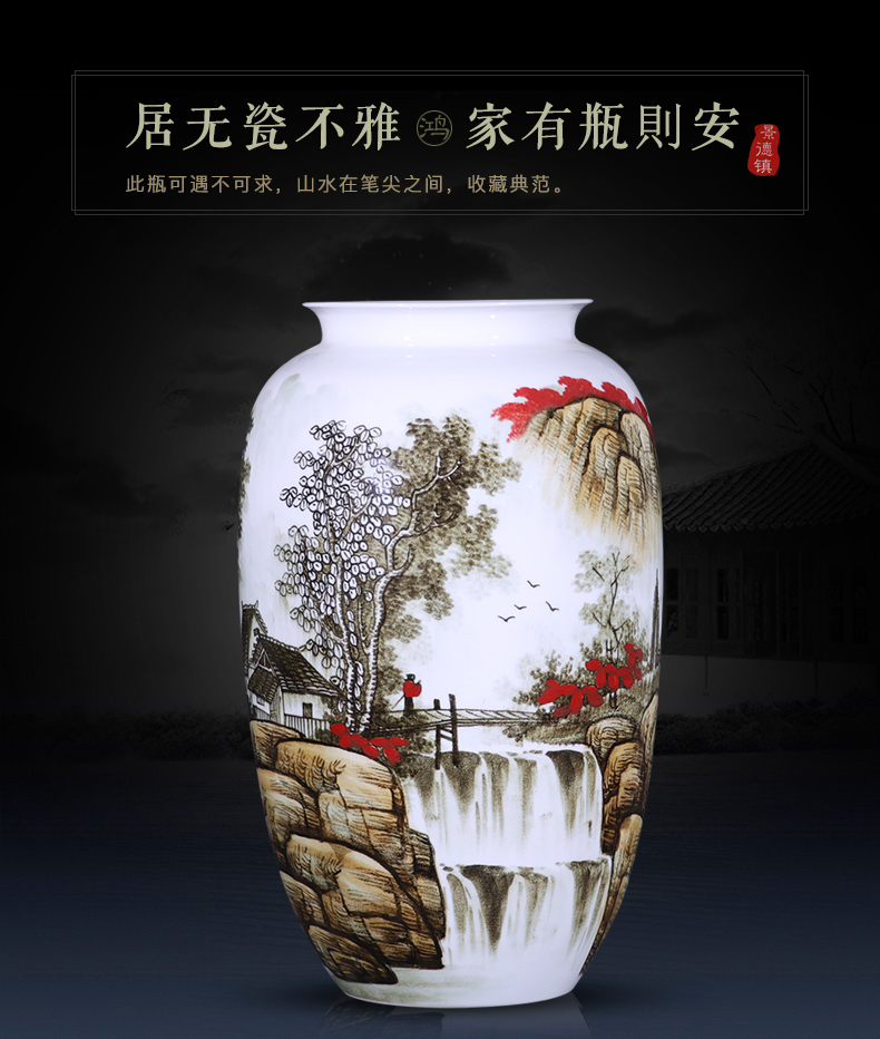 Jingdezhen ceramics vase landing place, a large sitting room flower arranging hand - made under glaze color crafts household act the role ofing is tasted