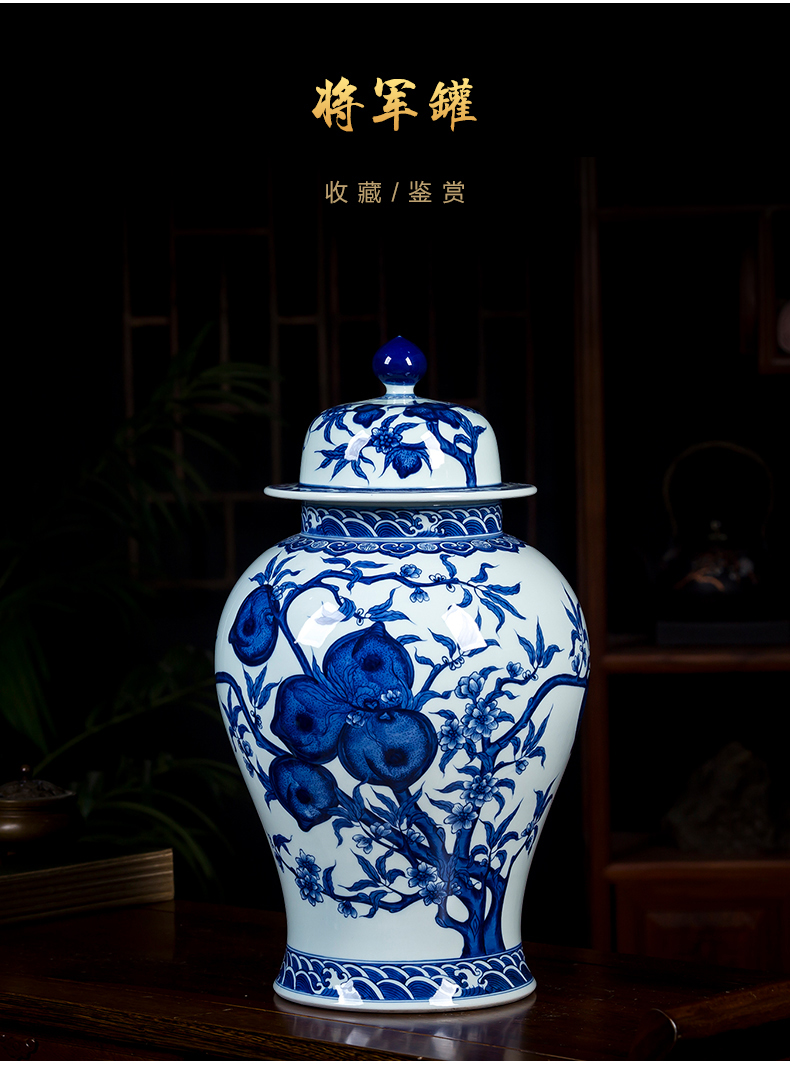 Jingdezhen ceramics archaize qianlong vase furnishing articles sitting room of Chinese style household flower arrangement of blue and white porcelain porcelain decoration