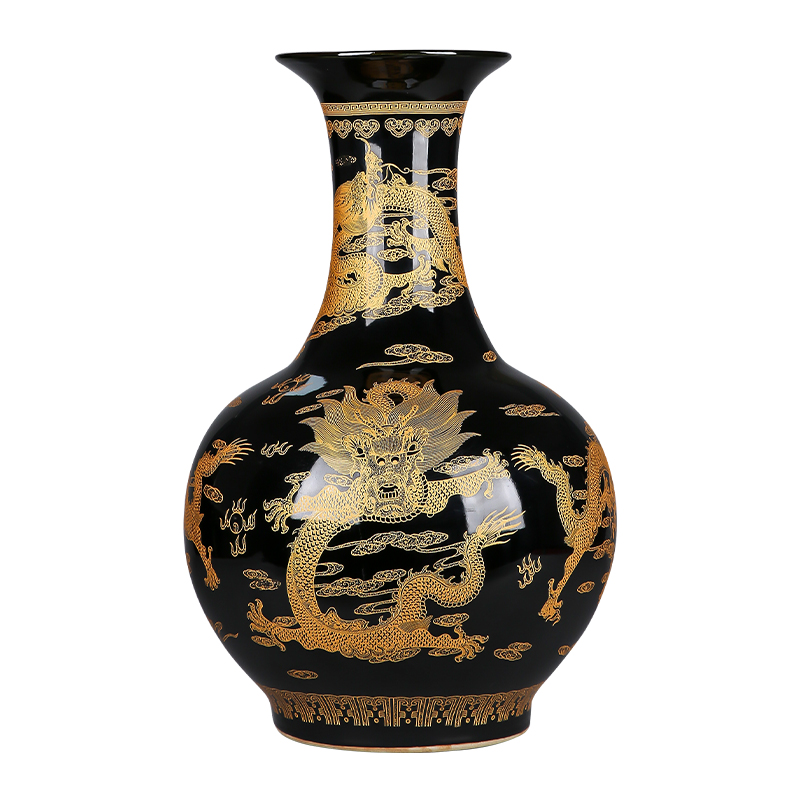 Jingdezhen ceramics of large see dragon porcelain vase large black home sitting room adornment is placed