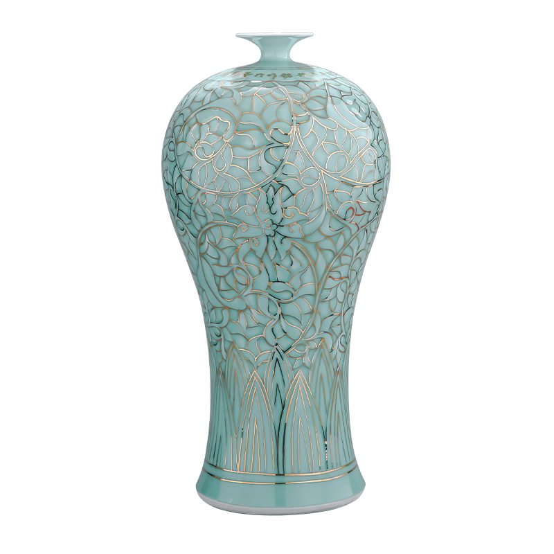 The see colour light blue glaze Chinese jingdezhen ceramics vase large creative key-2 luxury living room floor high decorative furnishing articles
