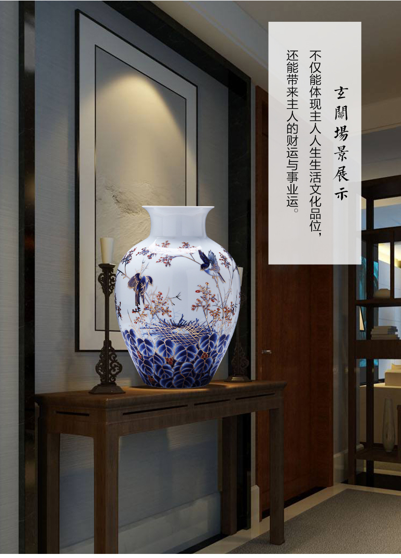 The see colour blue and white porcelain of jingdezhen ceramics hand - made large vases, new Chinese style light key-2 luxury home sitting room adornment is placed