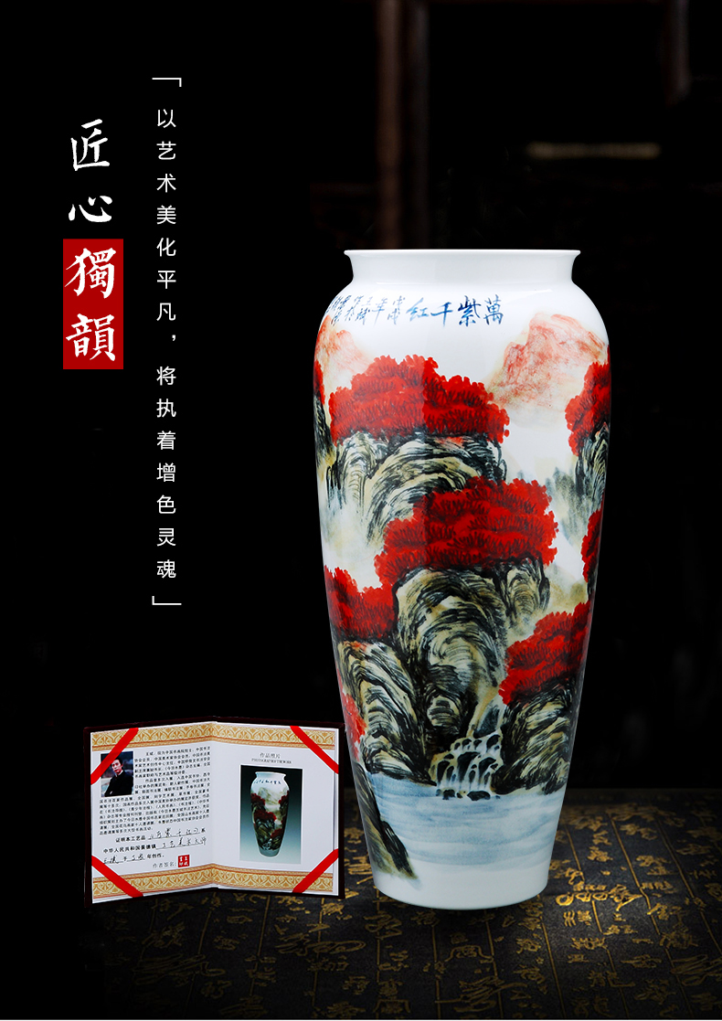 Jingdezhen ceramics by hand big vase landed high bottle cylinder straight household act the role ofing is tasted furnishing articles in the living room