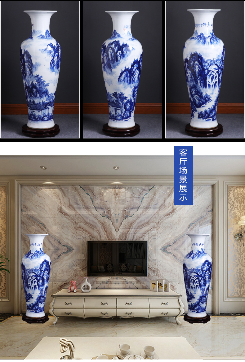 Jingdezhen ceramic vase large furnishing articles 1 meter landing hand - made porcelain of modern Chinese style home sitting room adornment