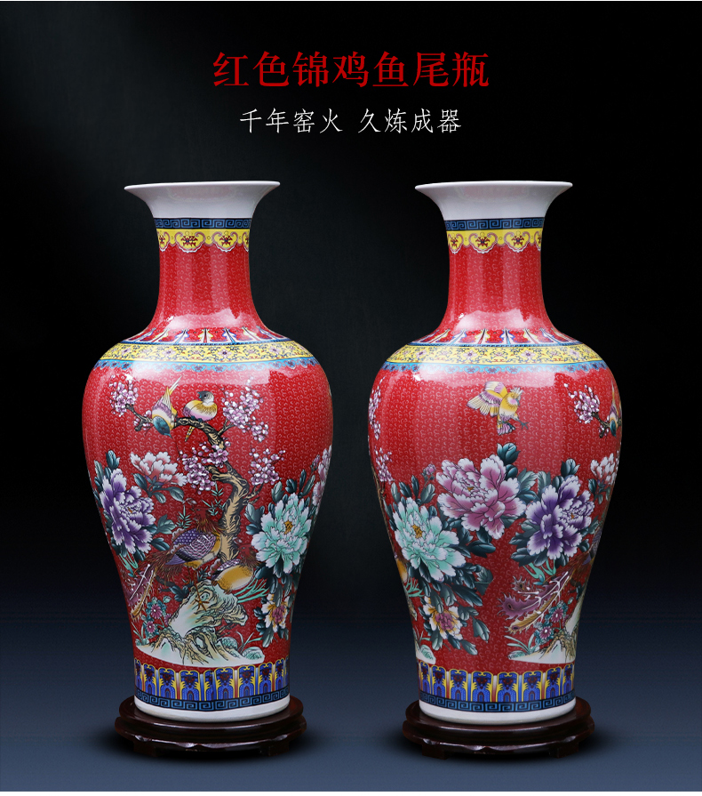 Jingdezhen ceramics of large vase large European colored enamel porcelain flower arrangement sitting room adornment is placed