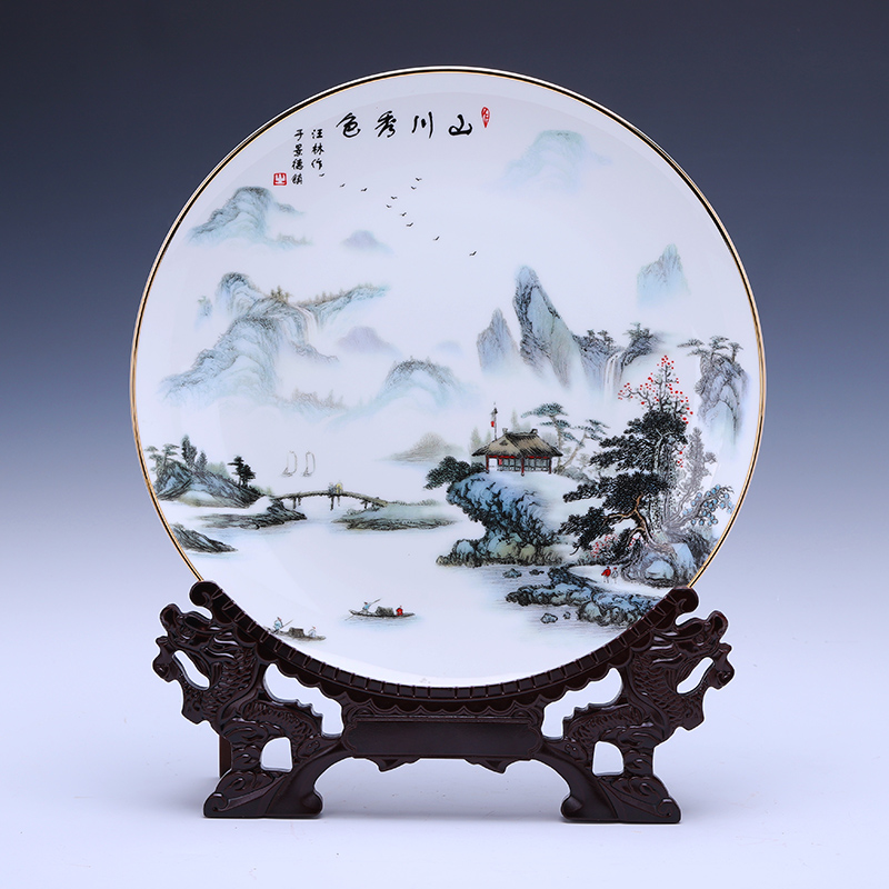 Jingdezhen ceramics hang dish place decoration plate up phnom penh ipads China TV ark, sitting room of Chinese style household ornaments