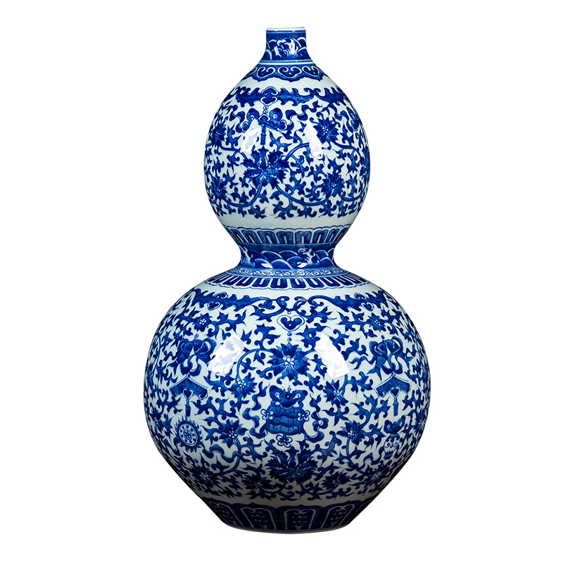 Jingdezhen ceramics archaize qianlong vase hand - made gourd bottle of blue and white porcelain vases TV ark place decoration