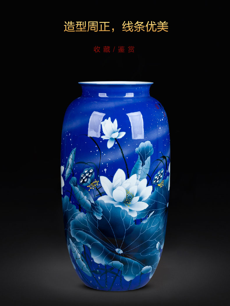 Jingdezhen ceramics hand - made big Chinese blue and white porcelain vase flower arranging furnishing articles home club sitting room adornment