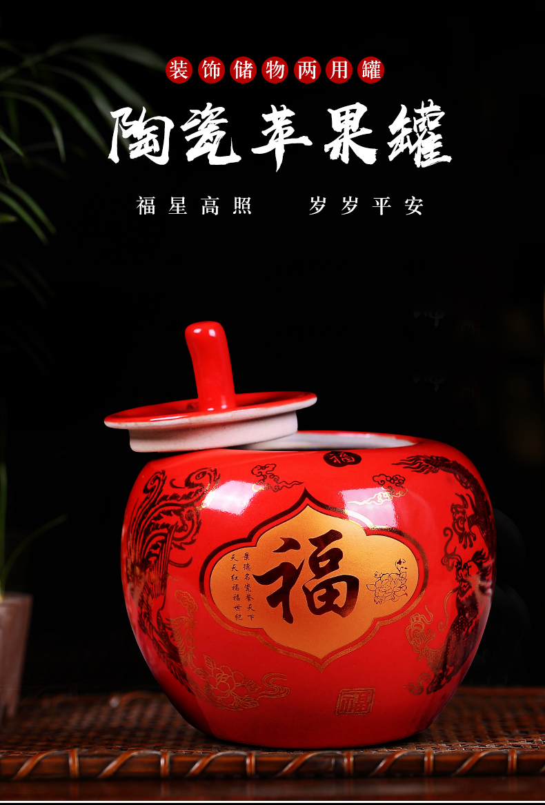 Jingdezhen ceramics vase furnishing articles China red apple with cover modern household adornment newly - I bridal chamber pot