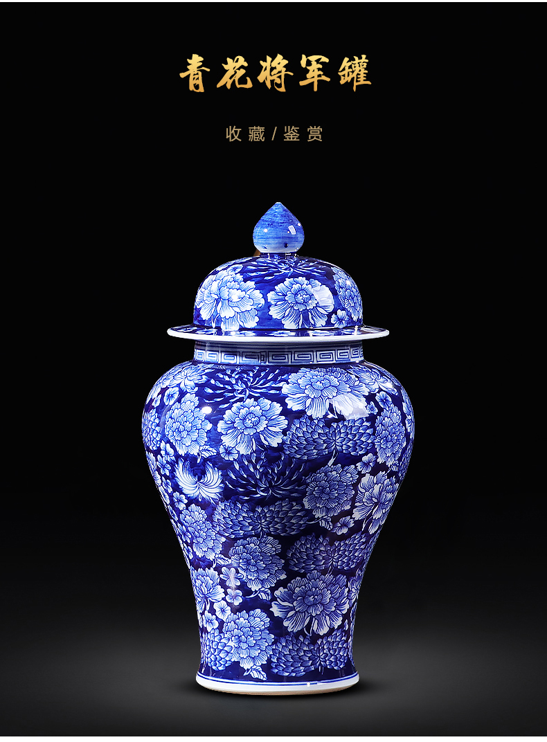 Jingdezhen ceramics antique flower is blue and white porcelain vases, new Chinese style household living room TV ark adornment furnishing articles