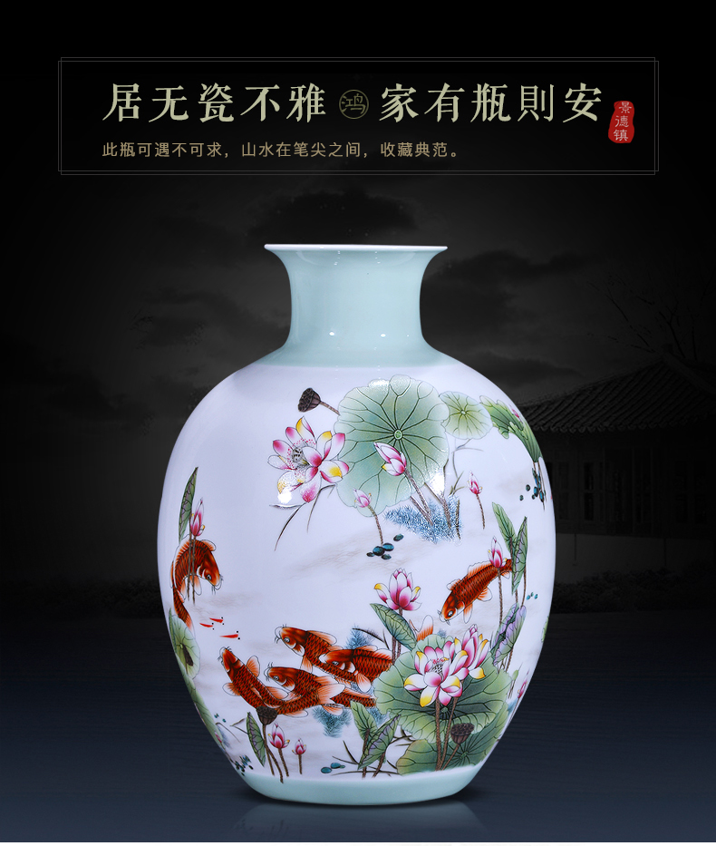 Jingdezhen ceramics vase furnishing articles sitting room flower arranging pastel sitting room of Chinese style household wine TV ark, adornment