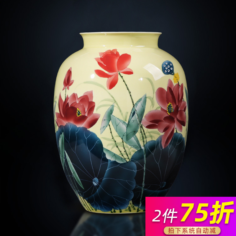 Jingdezhen ceramics hand - made lotus expressions using vase furnishing articles sitting room flower arranging rich ancient frame of Chinese style household ornaments