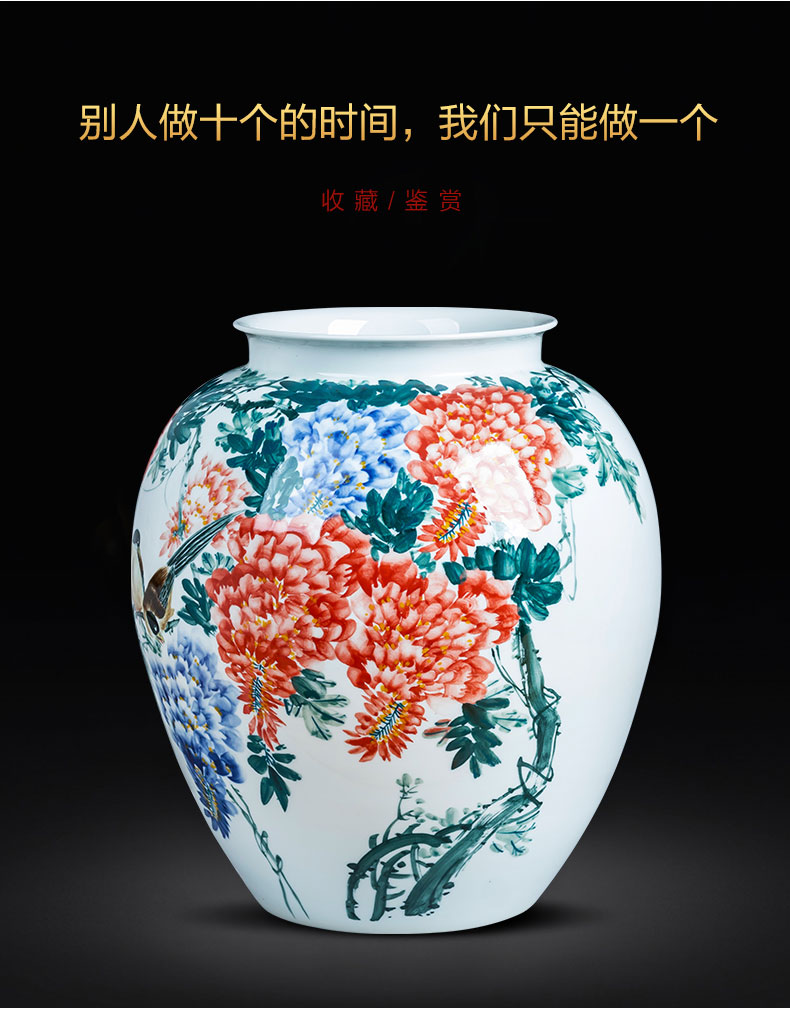 Jingdezhen ceramics hand - made painting of flowers and big new Chinese style household decorative vase sitting room decoration shop furnishing articles