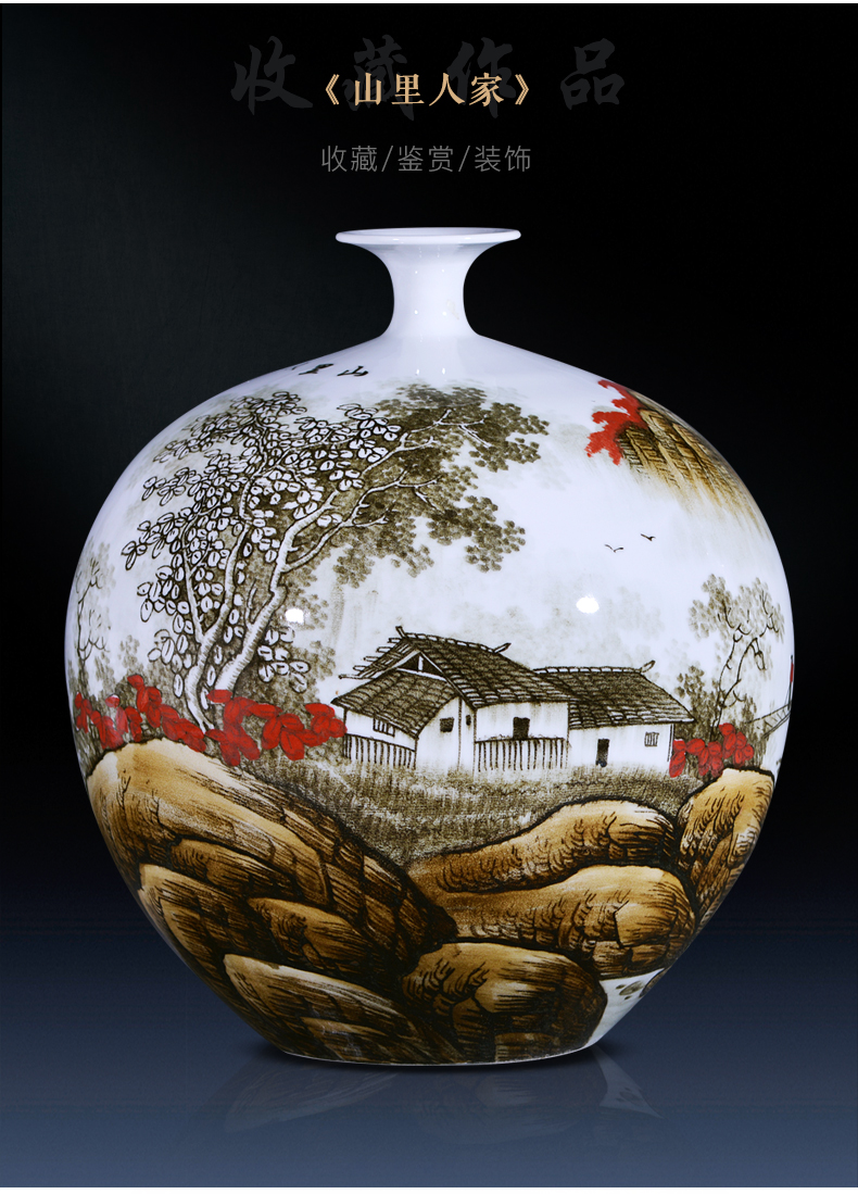 Jingdezhen ceramics glaze color hand - made under ground vase pomegranate bottles of large landscape bottle Chinese style living room furnishing articles