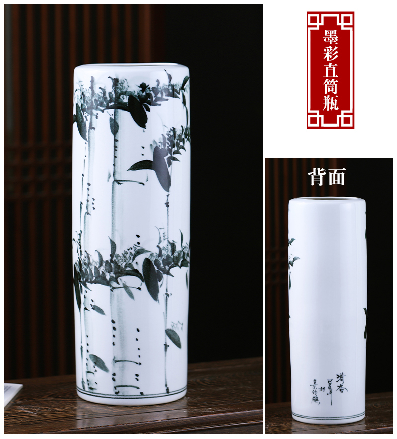 Jingdezhen ceramics lucky bamboo vases, flower arranging furnishing articles of modern Chinese style household living room straight hydroponic ornaments