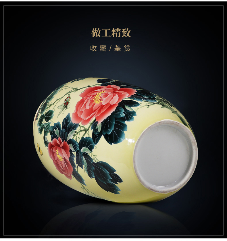 Jingdezhen ceramics hand - made peony pastel large idea gourd bottle high ground vases, home furnishing articles