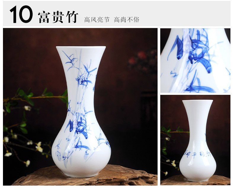 Jingdezhen ceramics hand - made hydroponic flower, the flower of blue and white porcelain bottle arranging flowers is placed Chinese style household act the role ofing is tasted in the living room