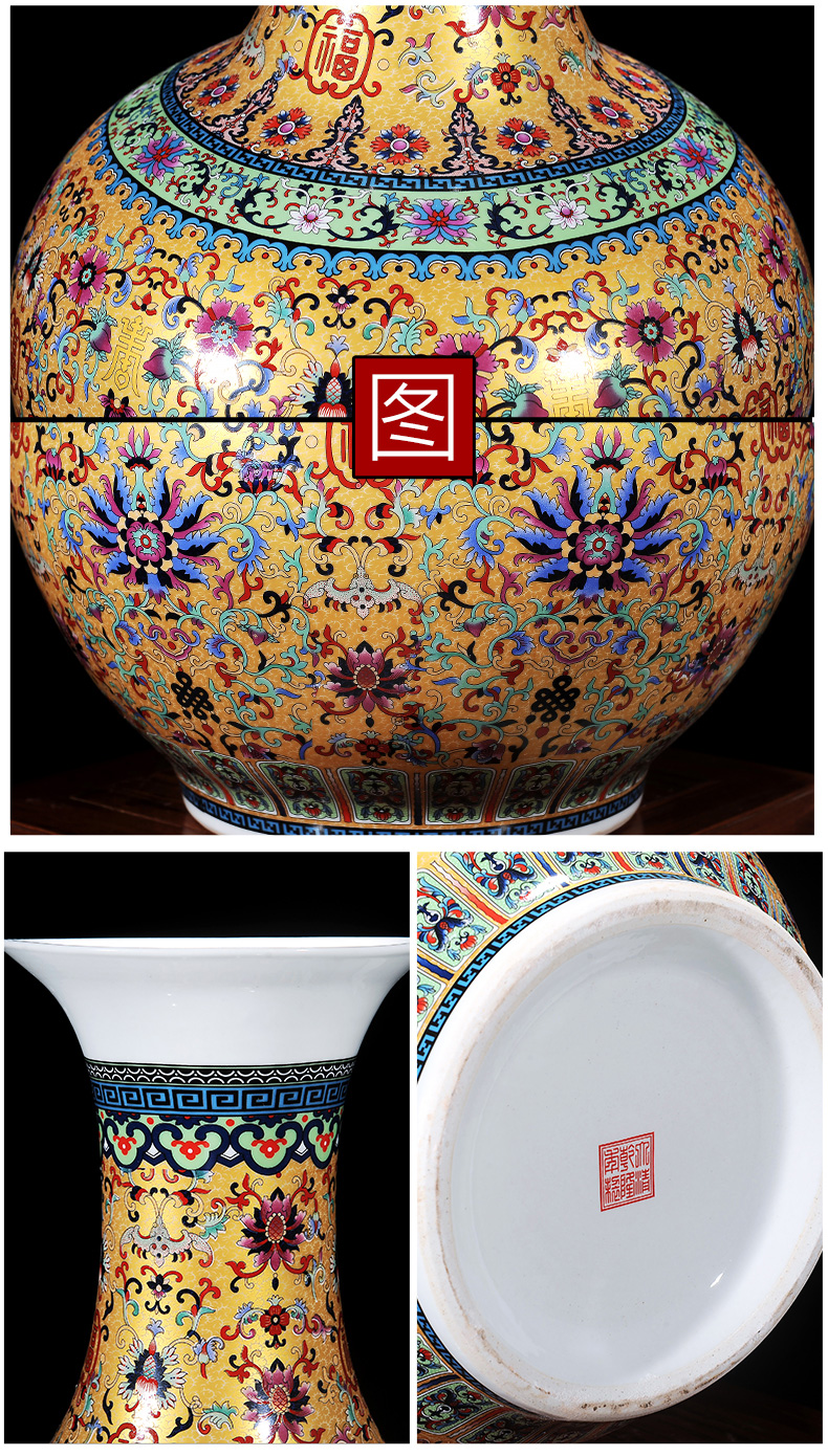 Jingdezhen ceramics European - style colored enamel of large vase flower arranging TV ark adornment furnishing articles large living room