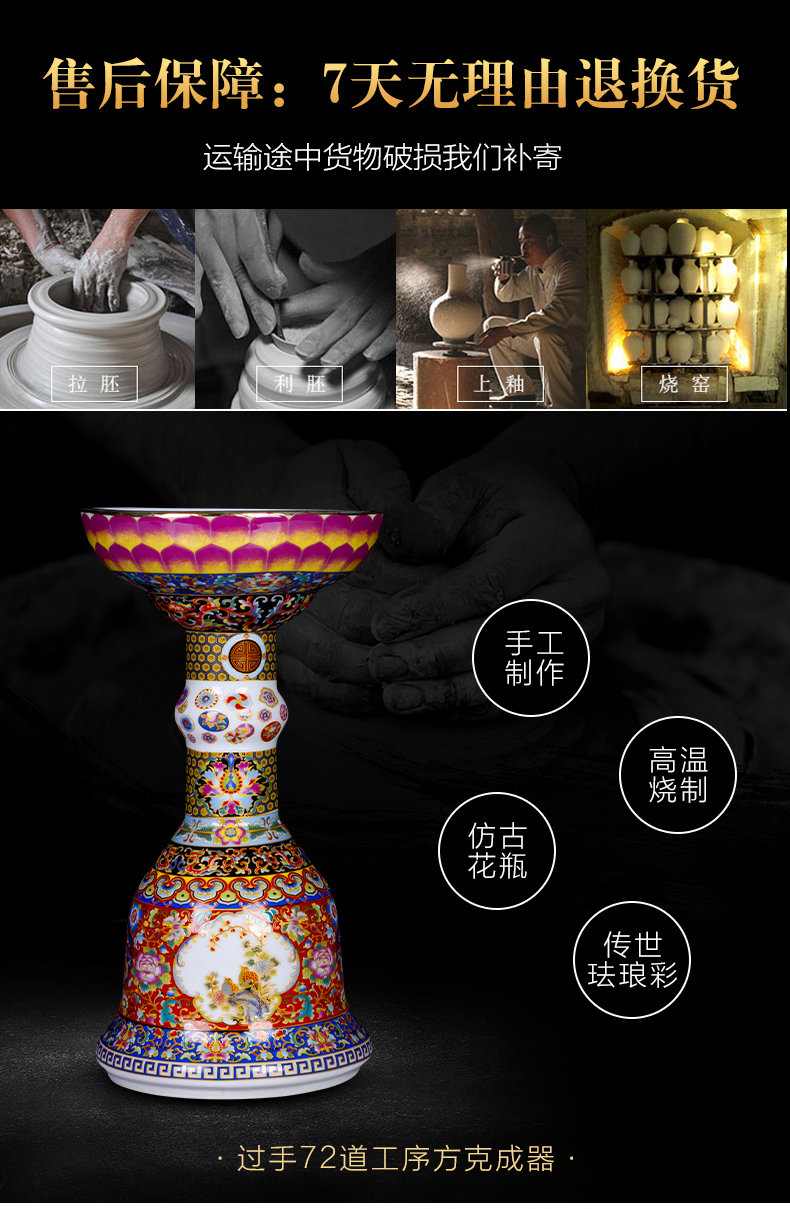 Jingdezhen ceramics imitation the qing yongzheng colored enamel vase archaize sitting room of Chinese style household adornment is placed a lotus