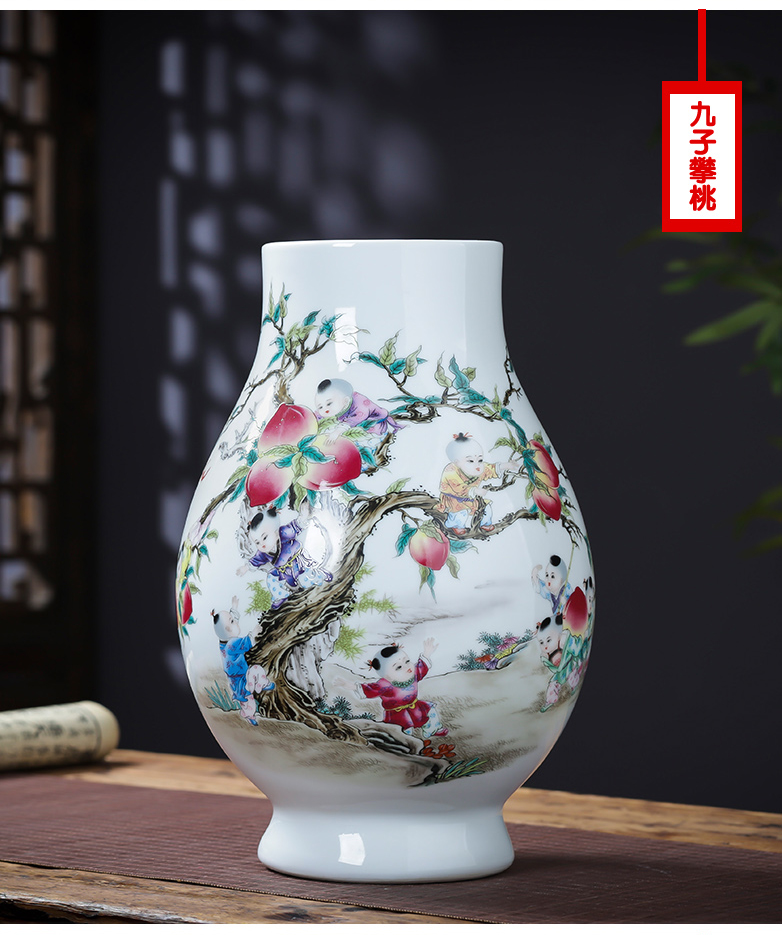 Jingdezhen ceramics pastel landscape painting big lucky bamboo vase planting place, sitting room of Chinese style household ornaments