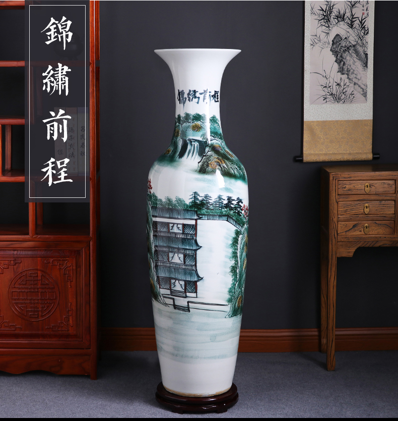 Jingdezhen ceramic vase large landing hand - made porcelain porcelain of modern Chinese style home sitting room adornment is placed