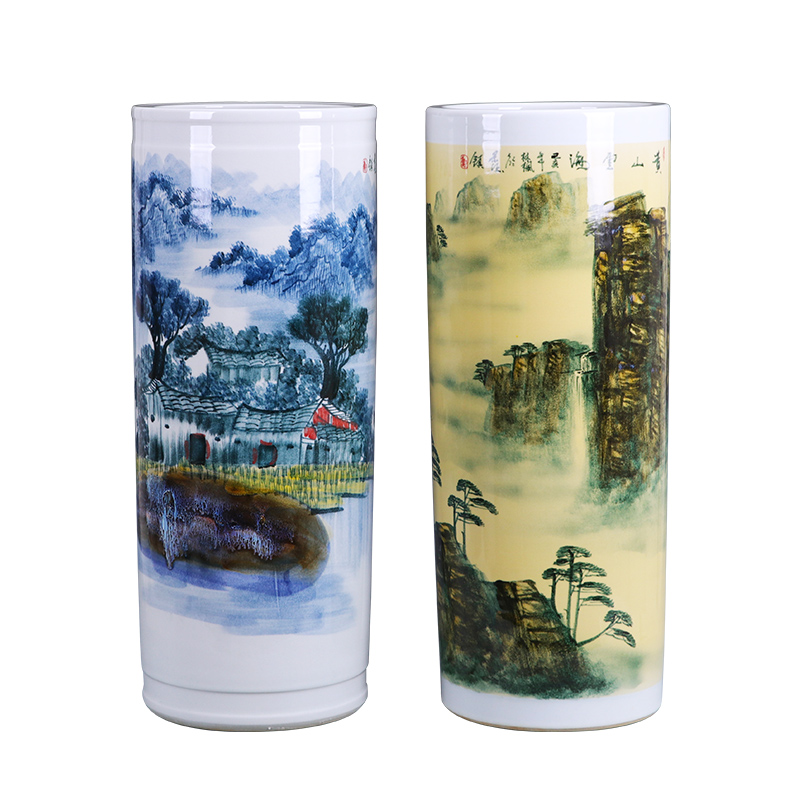 Jingdezhen ceramics landing a large vase furnishing articles hand - made straight bottle creative Chinese style home sitting room adornment