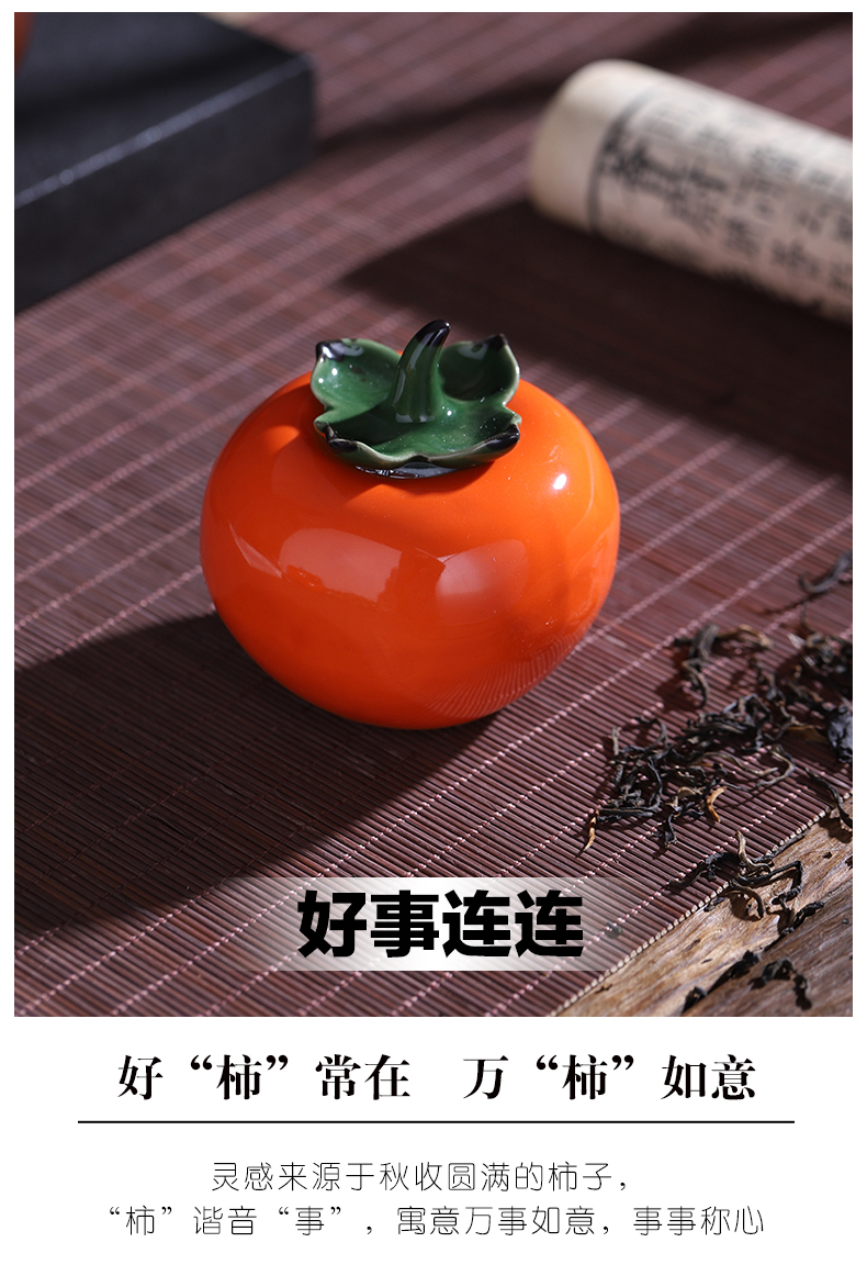 Everything is going well with ceramic little persimmon tea pot small seal wake receives creative household act the role ofing is tasted handicraft furnishing articles