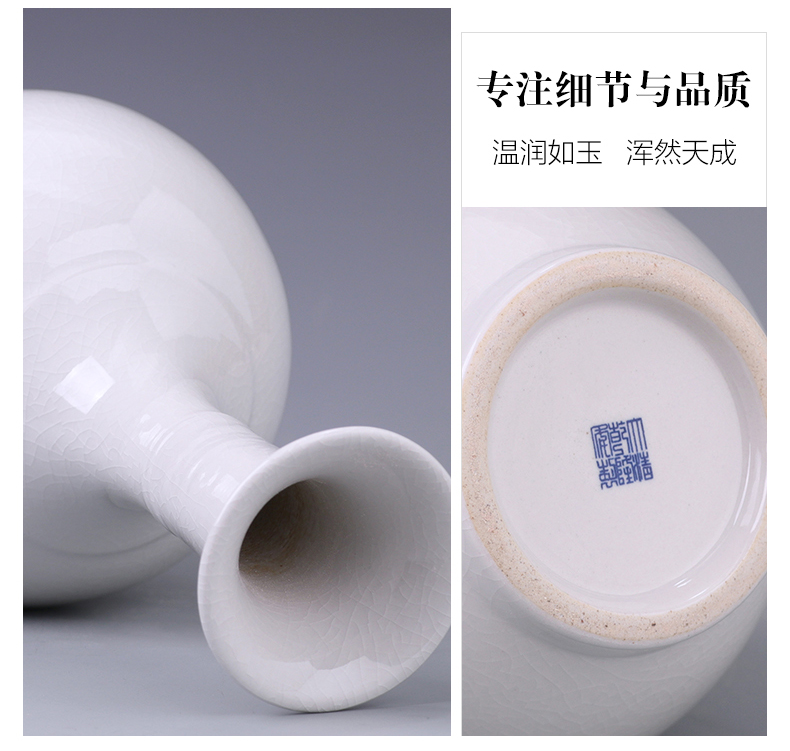 Jingdezhen ceramics furnishing articles sitting room of I and contracted white vase flower arrangement home wine rich ancient frame adornment