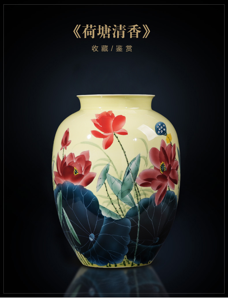 Jingdezhen ceramics hand - made lotus expressions using vase furnishing articles sitting room flower arranging rich ancient frame of Chinese style household ornaments