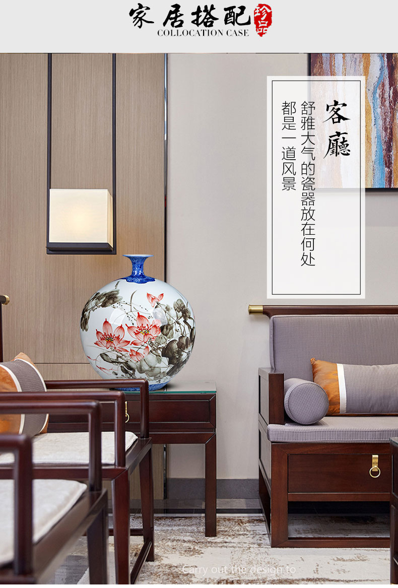 Jingdezhen ceramics hand - made large painting of flowers and pomegranate vase rich ancient frame sitting room adornment of Chinese style household furnishing articles