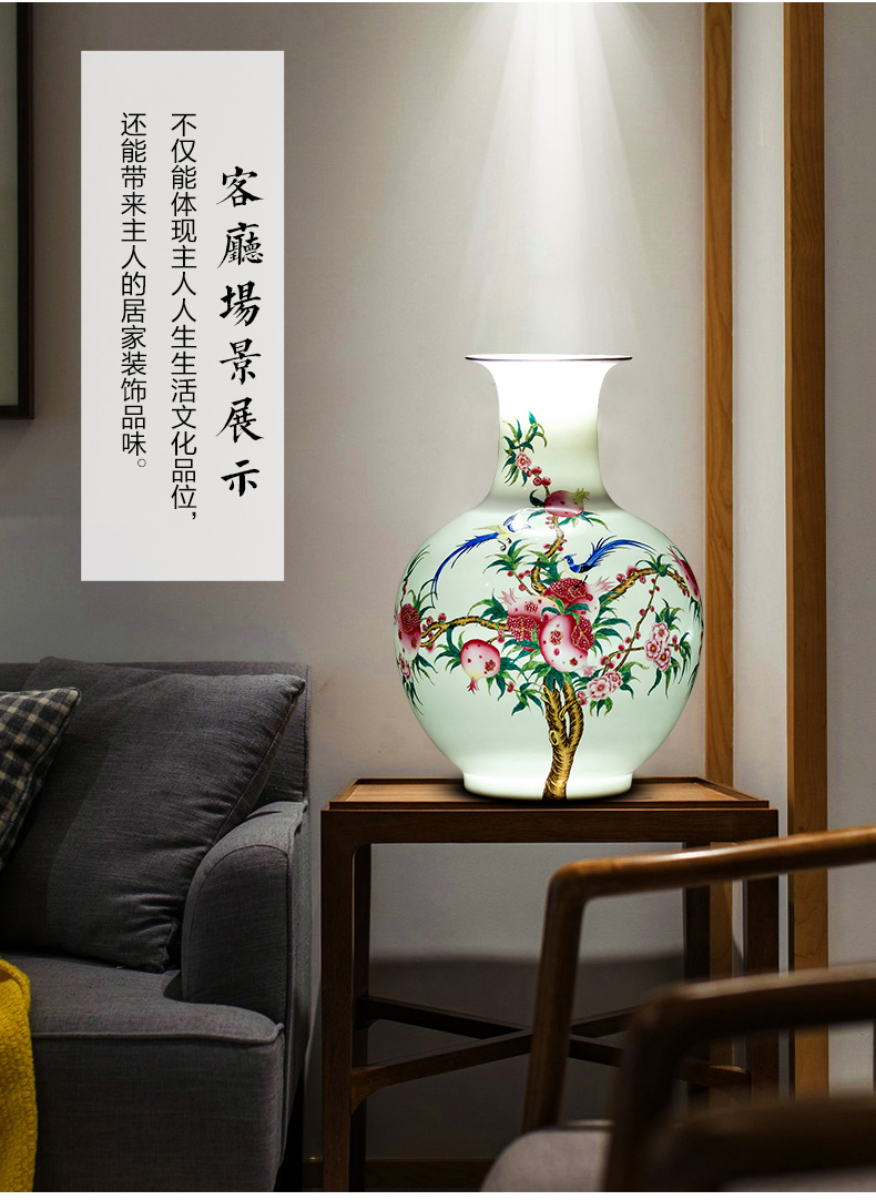 Jingdezhen ceramics powder enamel thin foetus vase sitting room of Chinese style household porcelain of TV ark, flower adornment furnishing articles