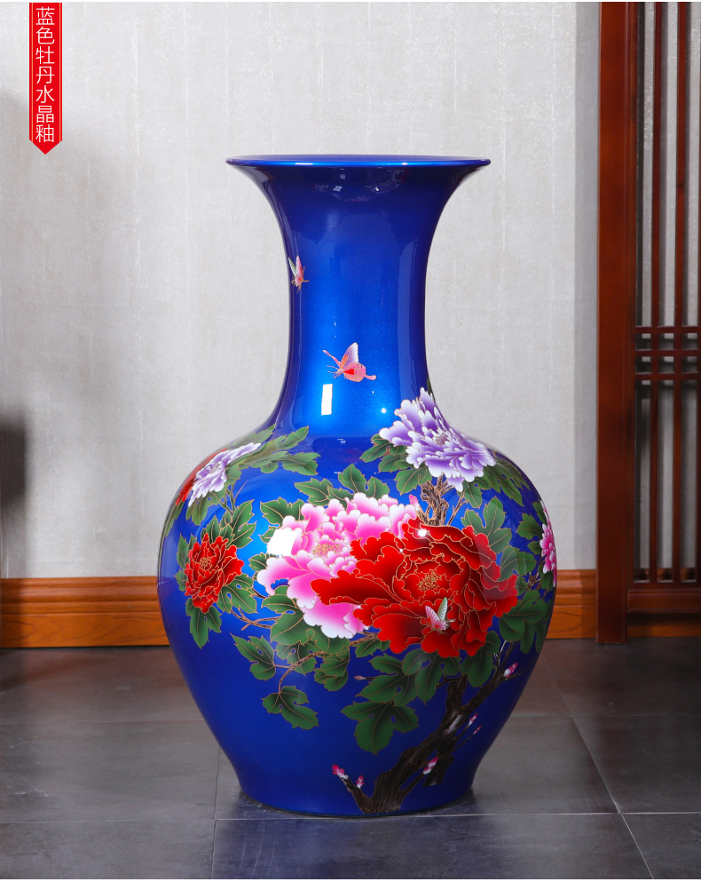 Jingdezhen ceramics high ground vase large crystal glaze bottle of modern home decoration villa decoration furnishing articles