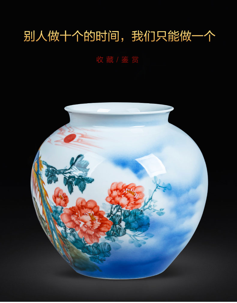 Jingdezhen porcelain ceramic hand - made big vase furnishing articles of new Chinese style household living room TV cabinet decoration