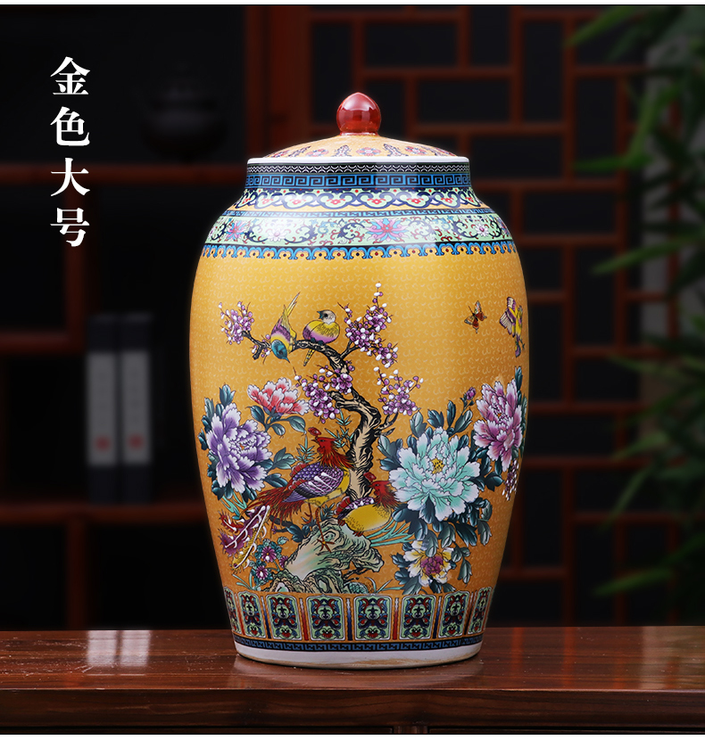 Jingdezhen ceramics barrel 20 jins 30 jins home insect moistureproof with cover seal cylinder home furnishing articles