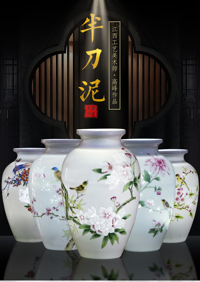 Jingdezhen porcelain ceramic vase hand - made thin body new Chinese style household living room TV ark, flower adornment furnishing articles