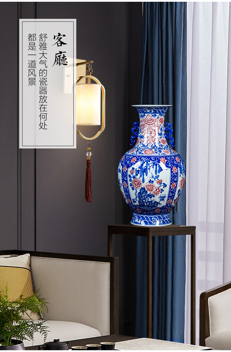 Jingdezhen ceramics hand - made porcelain of archaize of blue and white porcelain vase qianlong rich ancient frame TV ark, furnishing articles of handicraft