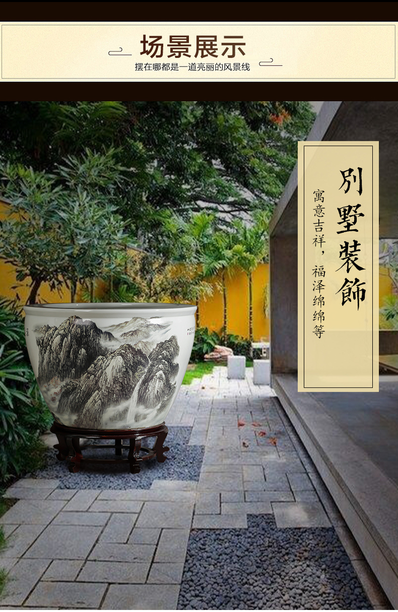 Jingdezhen ceramics large aquarium goldfish turtle cylinder water lily to heavy copper grass hydroponic garden furnishing articles sitting room