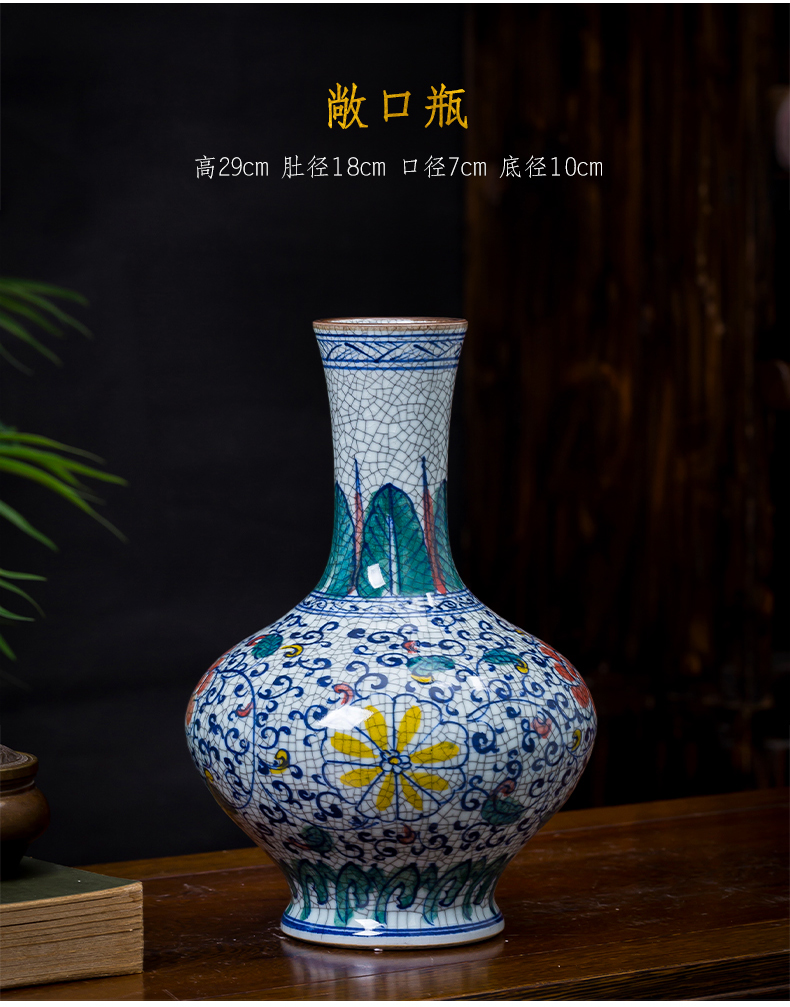 Jingdezhen ceramics hand - made archaize up the bucket color vase living room TV cabinet decoration of Chinese style household furnishing articles