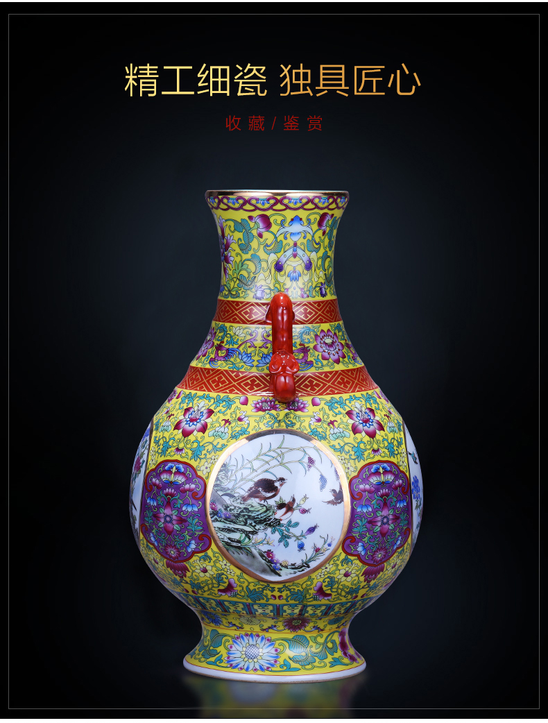 Jingdezhen ceramics archaize ears vase flower arranging furnishing articles sitting room of Chinese style restoring ancient ways home TV ark, adornment