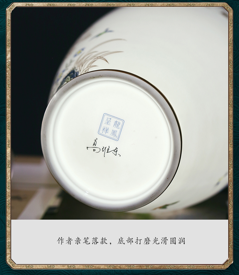 Jingdezhen ceramics light see colour longfeng vases, flower arranging furnishing articles of new Chinese style key-2 luxury home sitting room porch decoration