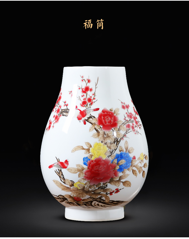 Jingdezhen ceramics powder enamel peony flowers in the vase is placed the new Chinese style big hydroponic home sitting room adornment