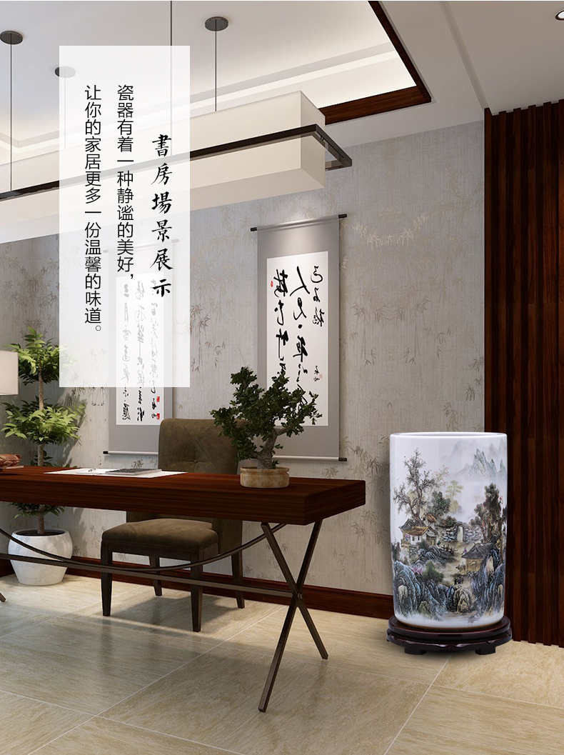 Jingdezhen ceramics vase furnishing articles calligraphy and painting scroll calligraphy and painting straight high ground large living room home decoration