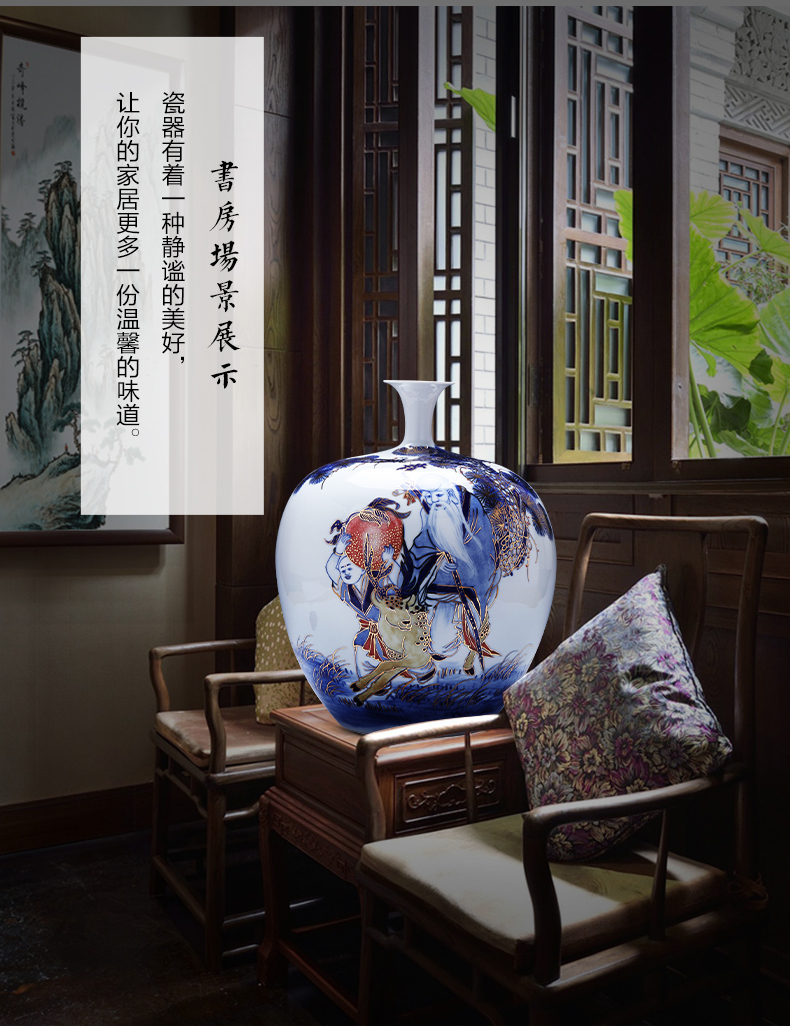 Jingdezhen ceramics hand - made paint pomegranates of blue and white porcelain bottle large vases, sitting room of Chinese style household decorations furnishing articles