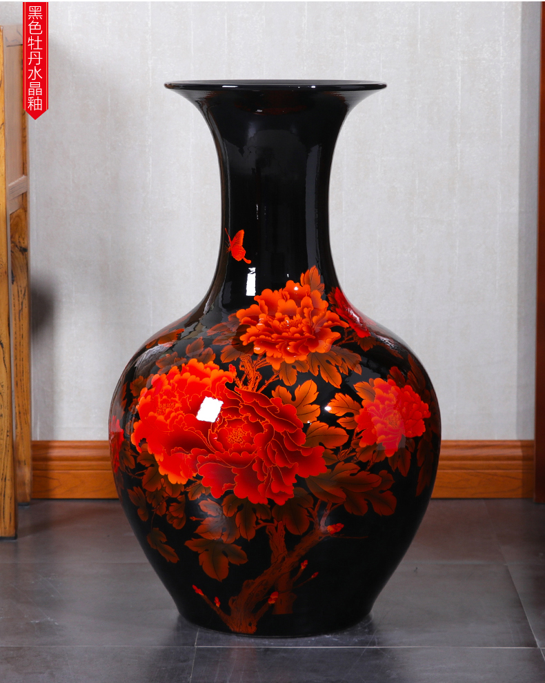 Jingdezhen ceramics high ground vase large crystal glaze bottle of modern home decoration villa decoration furnishing articles